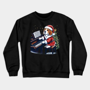 Beagle Playing Piano Christmas Crewneck Sweatshirt